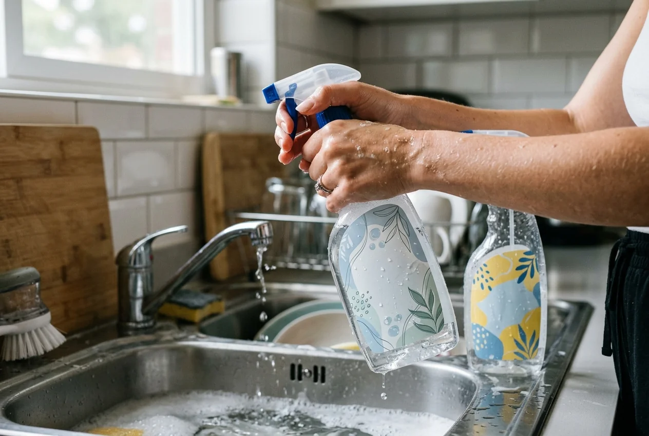 BOPP labels on cleaning and household products handled wet