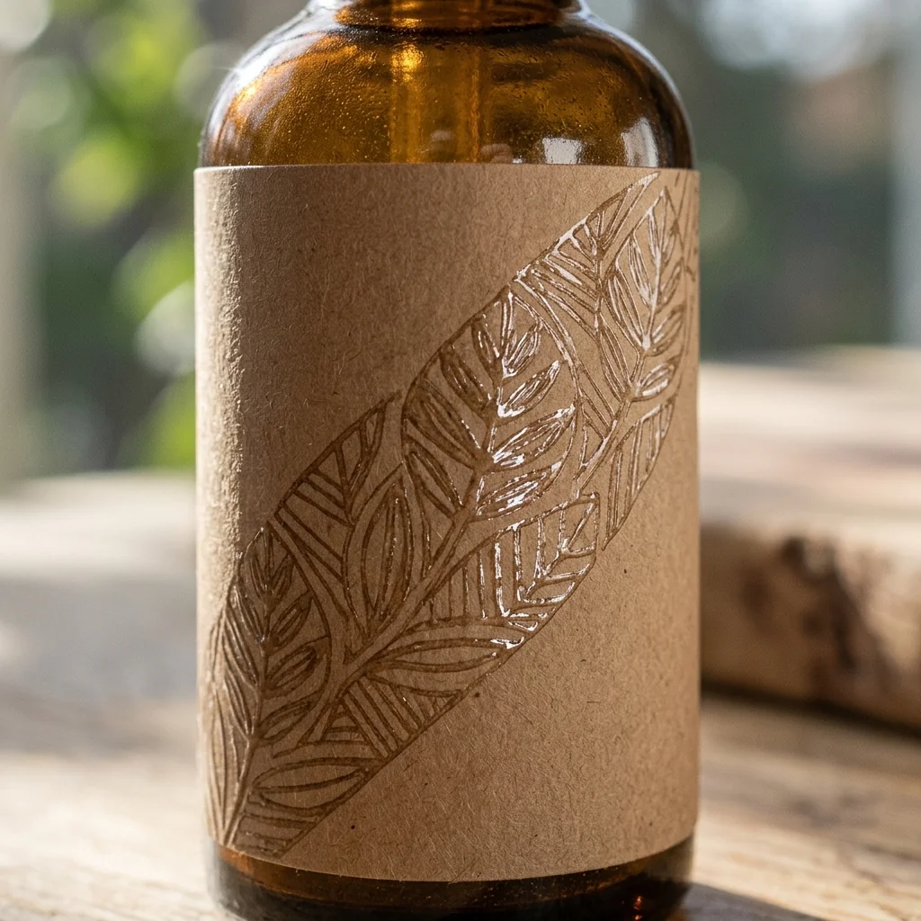 Spot UV gloss detail on a skincare label