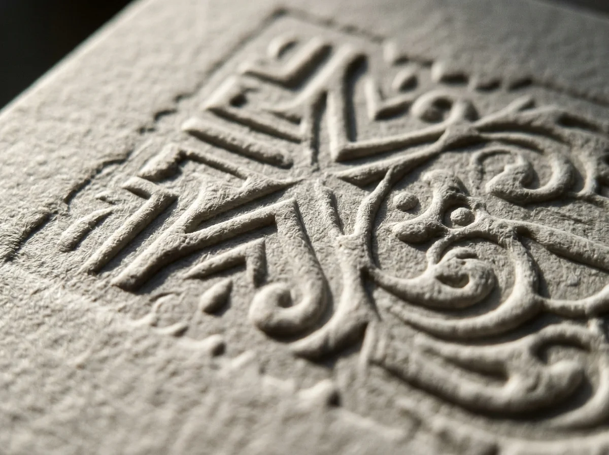 Embossed and debossed label detail