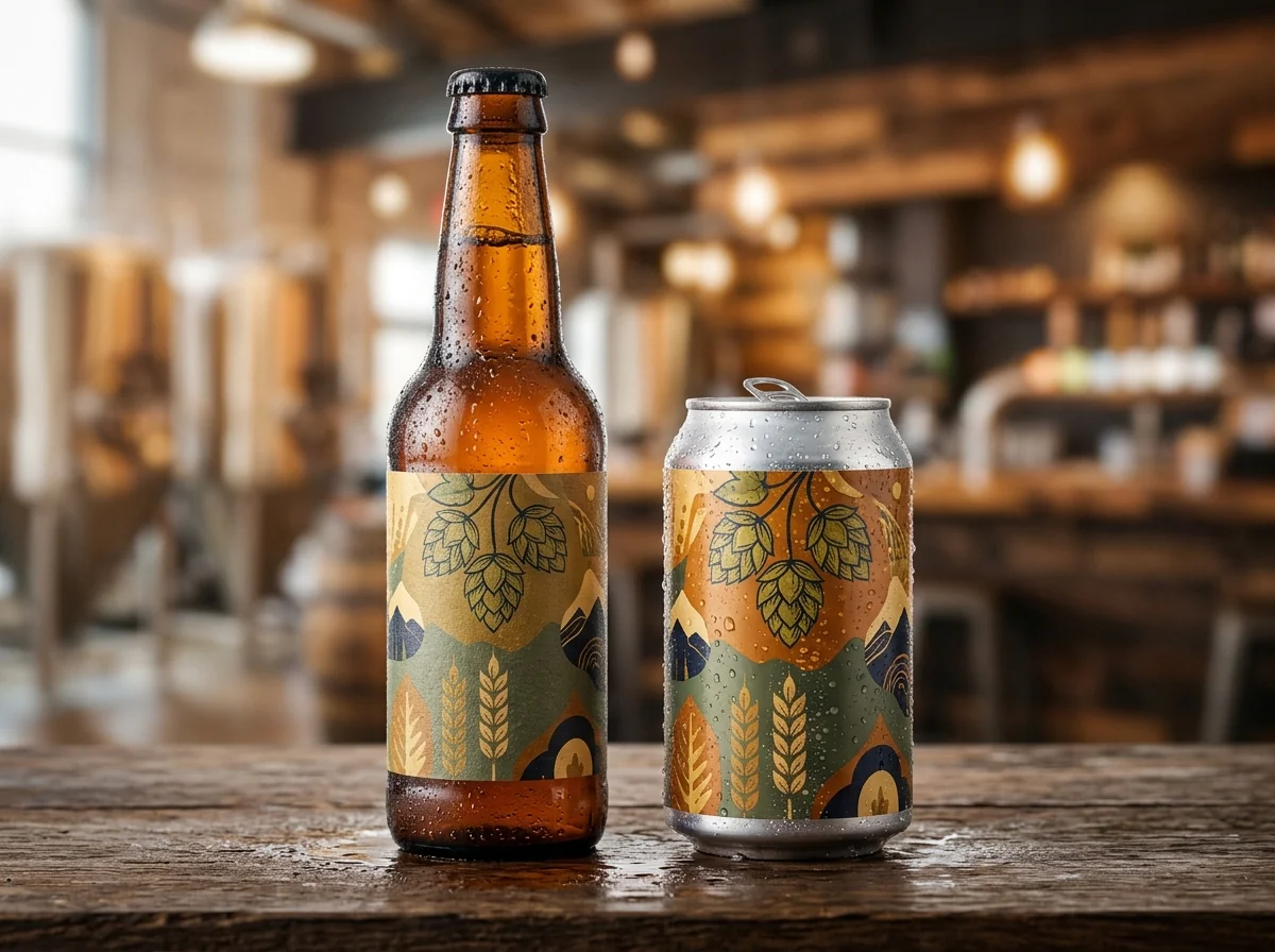 Custom beer bottle and can labels