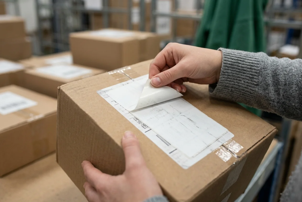 Removable and pre-printed returns labels for reverse logistics