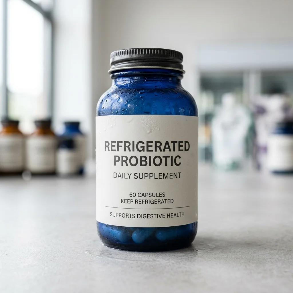 Custom probiotic bottle labels for refrigerated wellness products
