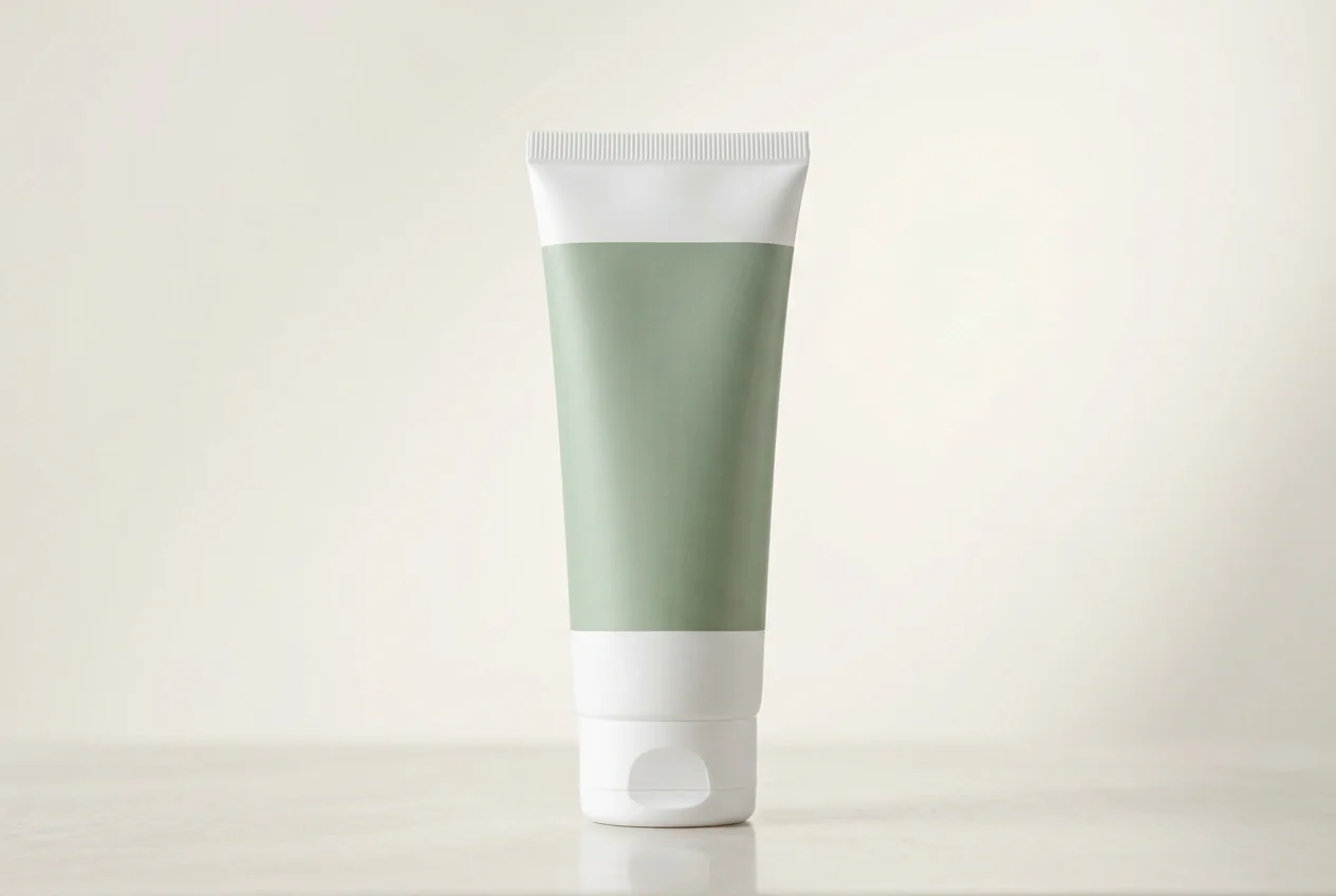 Conformable vinyl labels for cosmetic squeeze tubes